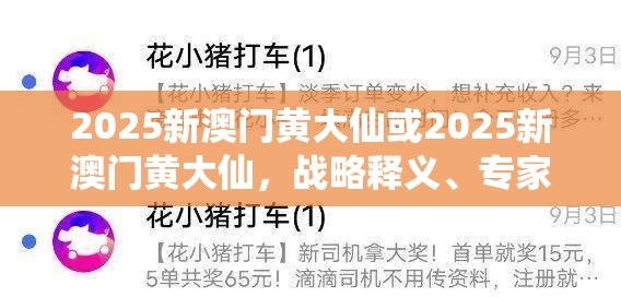 2025新澳门黄大仙或2025新澳门黄大仙，战略释义、专家解析解释与落实,留心欺诈性营销