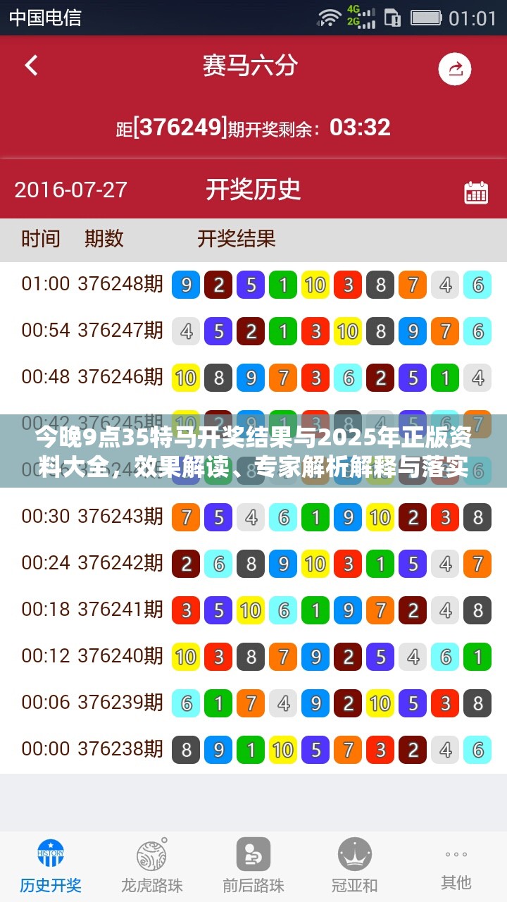 今晚9点35特马开奖结果与2025年正版资料大全，效果解读、专家解析解释与落实