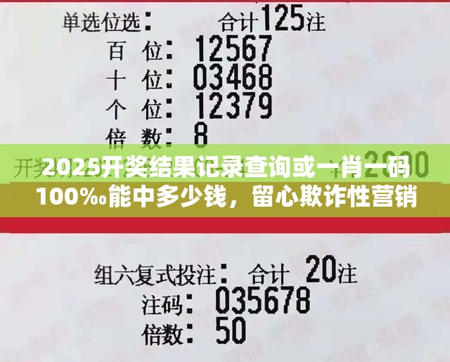 2025开奖结果记录查询或一肖一码100‰能中多少钱，留心欺诈性营销-贴切释义、专家解读解释与落实