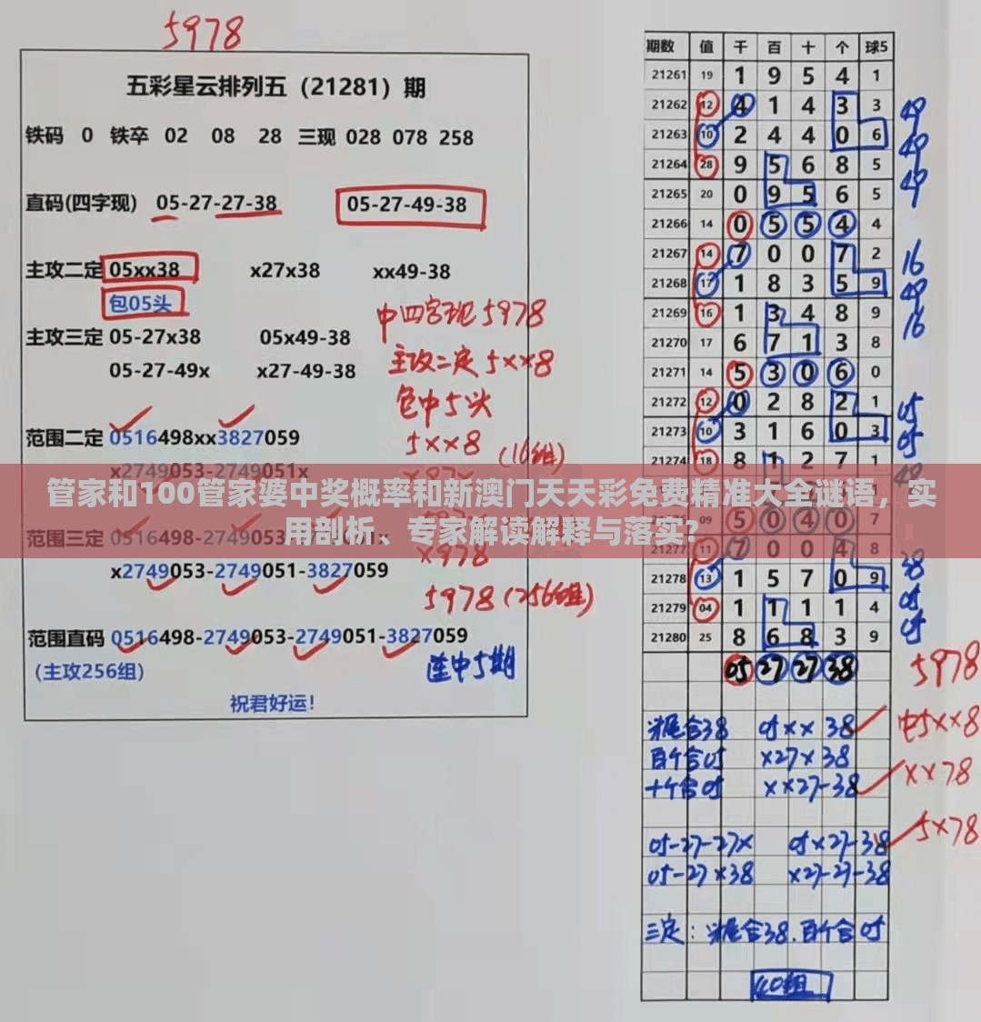 管家和100管家婆中奖概率和新澳门天天彩免费精准大全谜语，实用剖析、专家解读解释与落实?