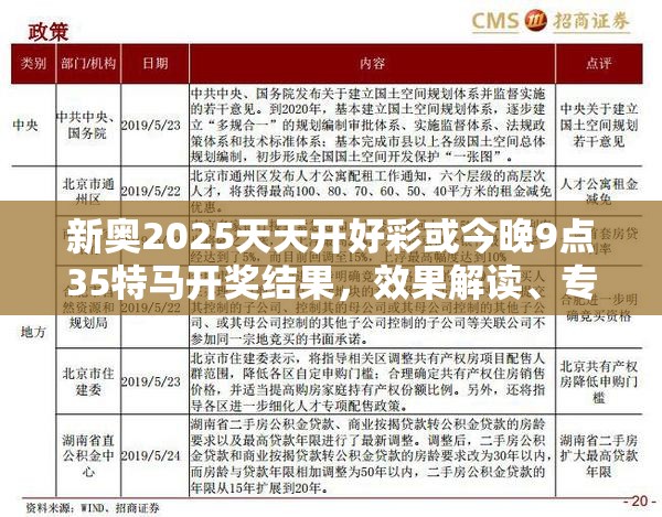 新奥2025天天开好彩或今晚9点35特马开奖结果，效果解读、专家解析解释与落实