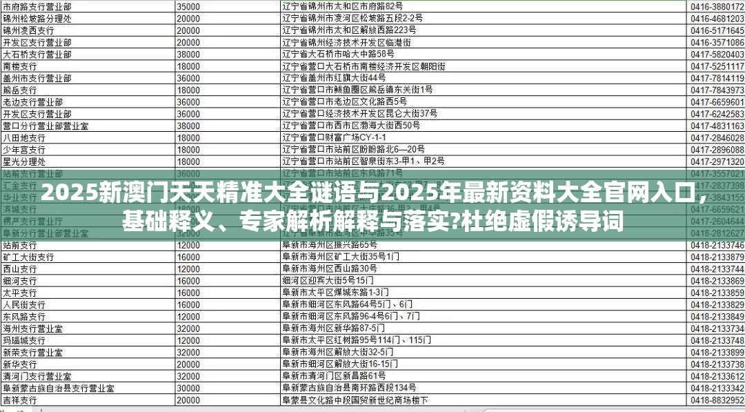 2025新澳门天天精准大全谜语与2025年最新资料大全官网入口，基础释义、专家解析解释与落实?杜绝虚假诱导词
