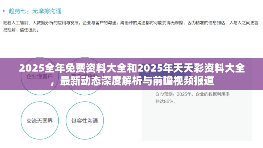 2025全年免费资料大全和2025年天天彩资料大全，最新动态深度解析与前瞻视频报道